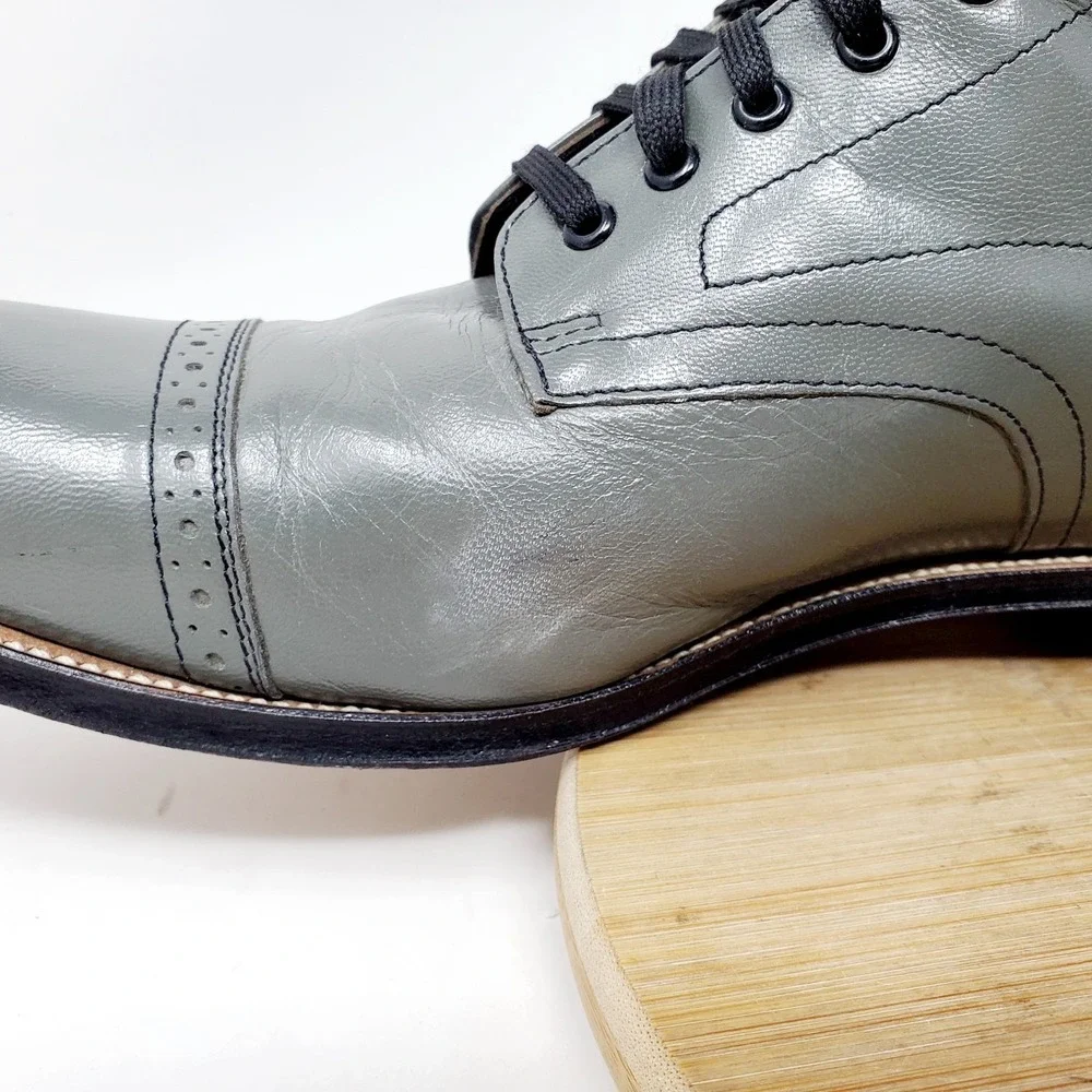 Stacy Adams Madison Boots Mens 11 E Grey Leather Cap‎ Toe Dress Ankle Shoes